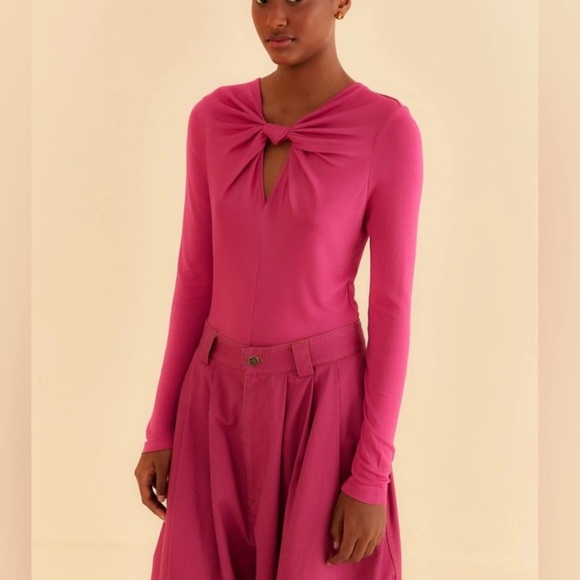 FARM Rio Pink Front Twist Bodysuit - Picture 1 of 6